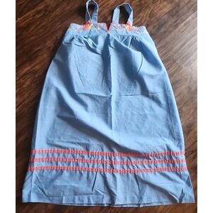 Vintage It's A Charm Small Blue Sundress Red Butterfly Summer Dress